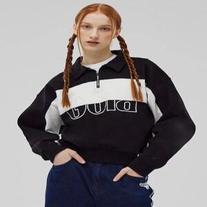 [GOLA] W COLLAR HALF ZIP-UP SWEATSHIRTS [BLACK]