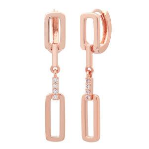 14K 골드필드 아모스 여자 심플 데일리 이어링 패션 큐빅 롱 드롭 금 원터치 링 귀걸이