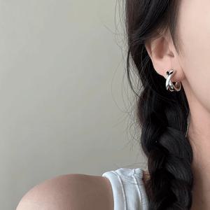 아르니 심플 크로스 원터치링 귀걸이 실버 은침 은 귀걸이 펄 여성 한쌍 e002