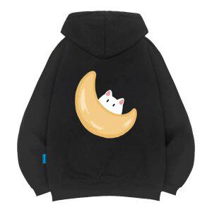 엘라모 기모H 캣인더문 후드티 남녀공용 빅사이즈 M~4XL