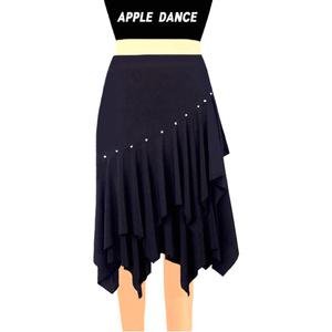 국산 사선 보석장식 윤 댄스스커트 댄스치마 에어로빅복 댄스복 공연복 행사복 밸리 스포츠 라인 댄스복