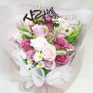 비누꽃다발 장미 안개꽃 생일 축하 기념일  로즈데이 졸업식 졸업 꽃다발 선물