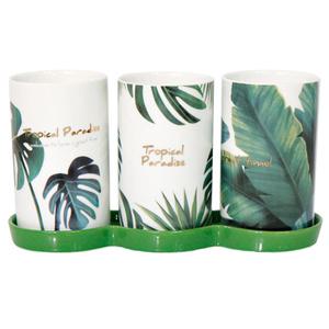 트로피칼 도자기 3구 수저통/물빠짐 3단/수저꽂이