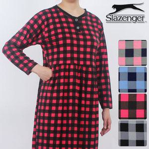 여성 체크 커플 피치기모 원피스 잠옷 홈웨어