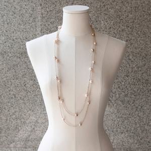 [기타]바이데이지 01SN097 크리스탈 컷팅 조개진주 롱목걸이