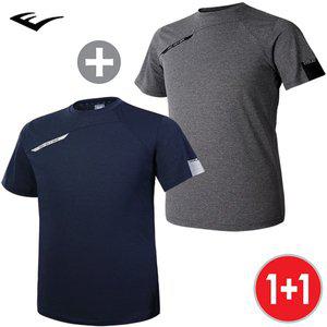 [에버라스트] 남녀공용 스포츠 쿨링 기능성 반팔티셔츠 183UNV+183UMD 트레이닝복 운동복 2종 세트