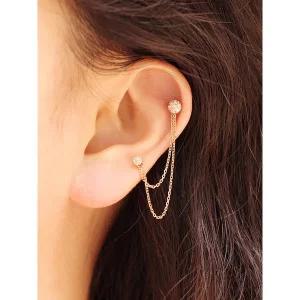 [미니멀피어싱]14K 귀걸이 피어싱 레이어드 두줄 연장 체인