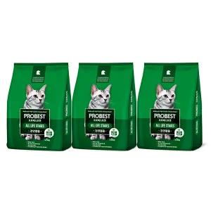 프로베스트 고양이사료 헤어볼 전연령, 5kg, 3개