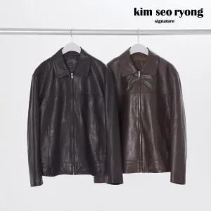 김서룡 시그니처 베지터블 봄버 레더 재킷(남)
