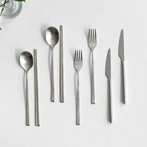 [니코트] 히어 2인 수저, 커트러리 세트 2종 택1 Silver