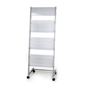 3단 바퀴형 잡지꽂이(그레이) JH-611 잡지 신문 진열대 거치대 선반 수납장 책장 책꽂이 신문꽂이