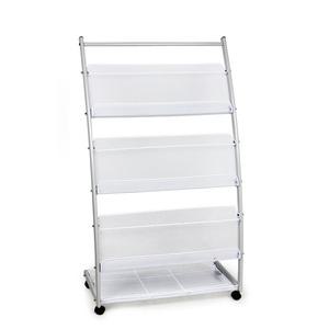 3단 바퀴형 잡지꽂이(그레이) JH-602 잡지 신문 진열대 거치대 선반 수납장 책장 책꽂이 신문꽂이