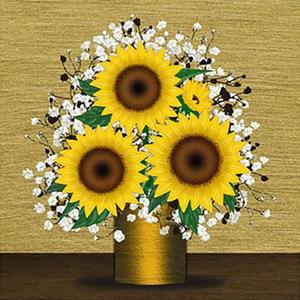 [OFM775Q0]해바라기 화병 1 보석십자수 액자세트 30x30