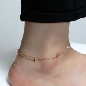[신쥬얼리] 14K 18K 두줄꽃발찌 여름 체인 데일리 여자 예쁜 로즈골드 화이트 발찌