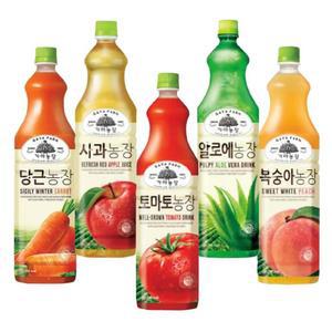 웅진 가야농장 1.5L 5종 각 1개씩 혼합 과즙음료 / 토마토농장+복숭아농장+알로에농장