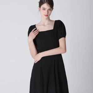 [하프클럽/]핀턱 플라워 퍼프 원피스