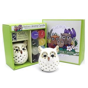 [RG4781R1]HJ 4S 부엉이캔들홀더 선물세트 화이트 브라운