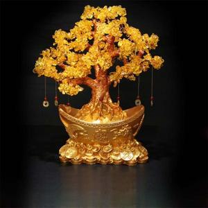[제이큐]돈들어오는 거실 황금 나무 모형 장식품 대형 47cm