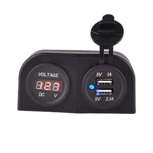 exLED 상단 커버형 멀티 2구 12v 아웃렛 시스템 USB 충전 2포트 + 볼트메타 11652