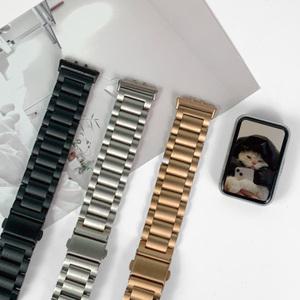 엔터콘 갤럭시핏3 메탈 스트랩 쥬빌레 밴드 실버 블랙 줄 시계줄