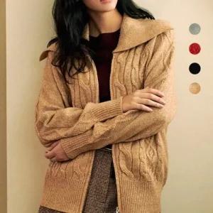 [도로시양장점]YUMMYKNIT 울 모시얀 케이블 카라 집업 니트 4종 택1