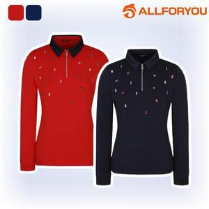 올포유여성 가을티셔츠 카라티 기모 반집업 긴팔