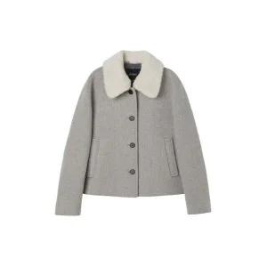 [LAP] (상설전용) 탈착 퍼카라 싱글 크롭 코트 AQ4WTS64_DG