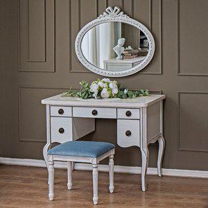 [버지니아]막탄석 라가다 화장대 수납 원목 엔틱화이트