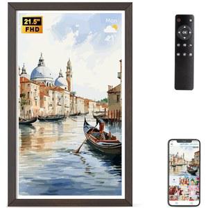 듀얼 WiFi 초대형 21.5인치 디지털 액자 - 32GB IPS 패널, 벽걸이형, FHD 동기화 스마트폰 화면, 앱 이메일을 통한 사진 동영상 공유, 홈 데코레이션에 적합