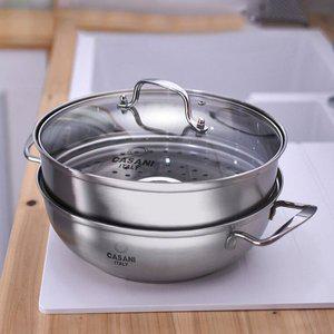 [까사니] 까리따 스텐 찜기 30cm 2단 인덕션 대형 스티머 찜솥 찜냄비