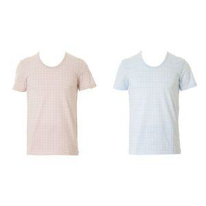 [갤러리아] 면100 80수 실켓면 체크 선염 남성 반팔런닝 2종세트 VMV4091A