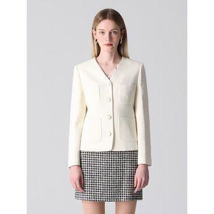 [리스트]미니멀 브이넥 칼라리스 트위드 울 재킷  택가격  378000원 _P387256567