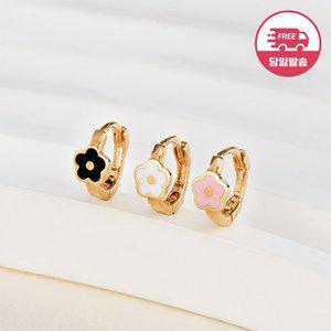 [비앤비골드] 당일발송 14K 데이지 플라워 에나멜 원터치 링 피어싱 한쪽 JAE40790