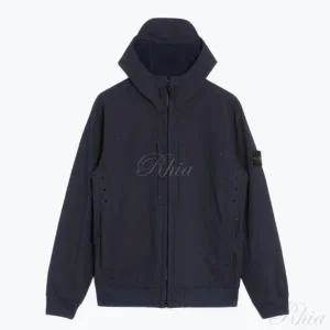 스톤아일랜드 Q0122 소프트 쉘 R E 다이 테크놀로지 in 리사이클 폴리에스터 라이트 후드 블루종 7915Q0122
