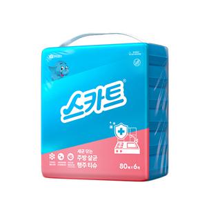 스카트 주방살균 행주티슈 80매, 6입, 1개