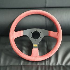 OMP 튜닝 핸들 스웨이드 레드 블랙 / 350mm / 진열상품