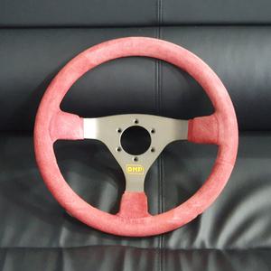 OMP 반마이너스 튜닝 핸들 스웨이드 레드 / 350mm / 진열상품