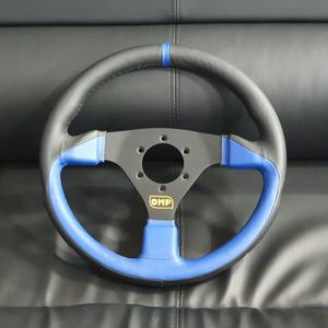 OMP 튜닝 핸들 가죽 블랙 블루 / 330mm / 진열상품