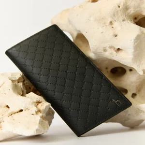 헤지스 액세서리 남성 24FW [스테디셀러]블랙 이니셜패턴 소가죽 장지갑 WUWA4F300BK