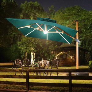 [리벨리] 주문제작 태양광 LED 사각 파라솔 (300x400cm) (그린)