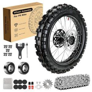 XIKOBY 16인치 휠 90/100-16 3.00-16 125cc 140cc 150cc XR100 CRF150F KX100 KLX140 DRZ125 TTR125LE Baja DR125 DR150 피트 바이크 부품(브레이크 로터 428 체인 스프로킷 포함)