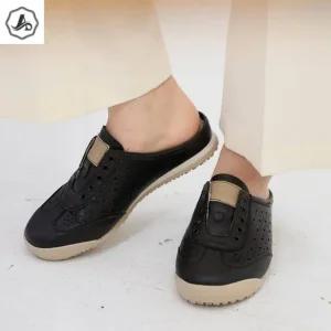 [애슬릿] 뮬 운동화 소 가죽 블로퍼 여성 발 편한 슬리퍼