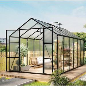 비고하우스 8.2 * 12.2 7.8피트 야외용 온실, 강력한 방풍 및 지붕 통풍구가 있는 폴리카보네이트 워크인 대형 알루미늄 선룸 겨울 방풍, 블랙
