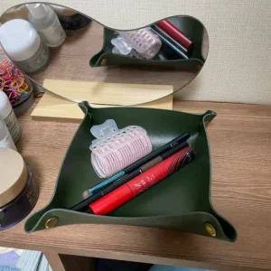 P1 데스크 소품정리 가죽 트레이 아미그린 소 차키보관함 리모컨정리함 가죽트레이