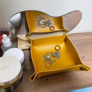 P1 데스크 소품정리 가죽 트레이 옐로우 대 차키보관함 리모컨정리함 가죽트레이 악세사리트레이