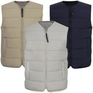 [디바옴므]퀄팅라인 노카라 라운드 경량 집업 패딩 조끼 겨울