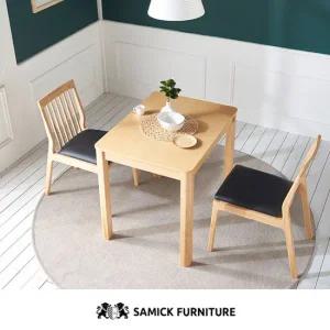 [삼익가구]포레 2인용 원목 식탁세트(의자2)