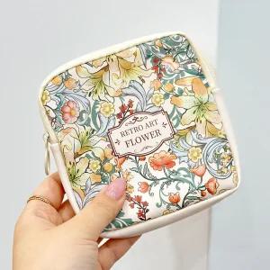 플로럴 플라워 여성 시크릿 파우치 생리대 위생용품 보관 휴대 파우치