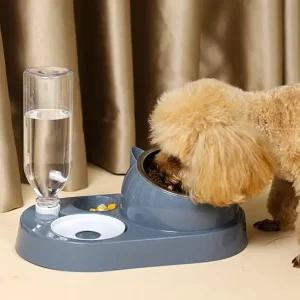 강아지 고양이 밥그릇 물그릇 자동 급수 스텐 식기 3in1