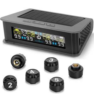 태양광 충전 및 USB, 타이어 압력 모니터 6개 센서 알람 모드가 포함된 NSDXCT RV 모니터링 시스템, 듀얼 트럭 대형 트레일러용 실시간 컬러 LCD 디스플레이 무선 TPMS